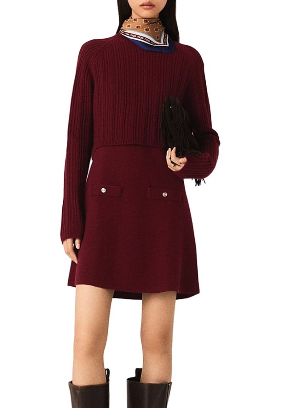 Maje 2 in 1 Knit Sweater Dress NWT
